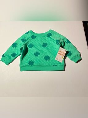 Kohl’s Jumping Beans Green Quilted Shamrock Raglan Crewneck Sweatshirt Top 6M